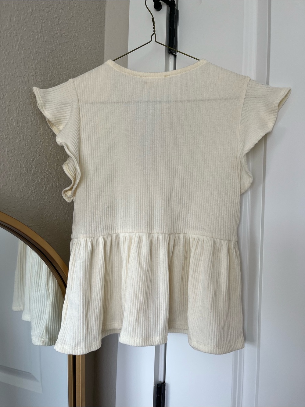 Altar’s State Cream Ribbed Button Peplum Top - Picture 6 of 8